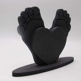Voetjes zwart hout met hart