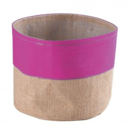 jute mandje 13x15cm met roze rand