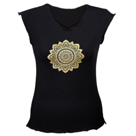 Yoga T-shirt 'Mandala print' Zwart