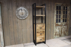 Mangohouten boekenkast met lade 55 cm