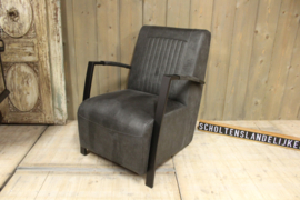 Industriële fauteuil leer antraciet