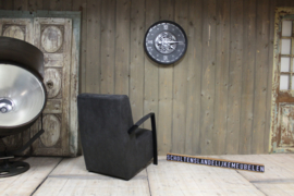 Industriële fauteuil leer antraciet
