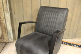 Industriële fauteuil leer antraciet