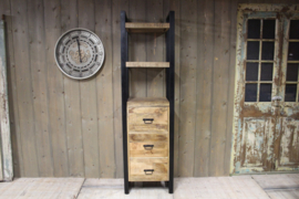Mangohouten boekenkast met lade 55 cm