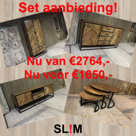 Set mangohouten meubelen Fishbone