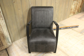 Industriële fauteuil leer antraciet