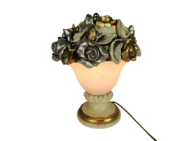 Italiaanse tafellamp - Hollywood Regency stijl - goudverf - plateel - 80's