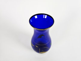 François Theodore Legras - Blauwe vaas met gouden Art Nouveau decoratie - 1e kwart 20e eeuw