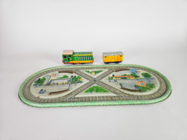 Vintage - Technofix Trein en wagon - blik - Made in West Germany - opwindbaar - 60's