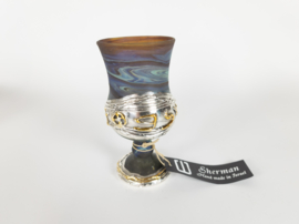 Sherman art works - 925 sterling zilver - glas - gesigneerd - Kiddush cup - Israel