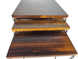 Dutch design - Brabantia Holland - mime set - lectuurbak - Vintage bijzettafel met cognac tuigleren lectuurbak - 60's