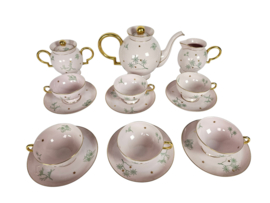 Johann Haviland Bavaria - 9 delig servies - 24K goud-   porselein - 1e helft 20e eeuw