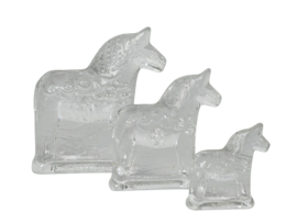Lindshammar Glasworks Sweden - Dala Horse (3) - Kristal - Zweden - 70's