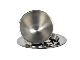 Nanni Italy P&B  - RVS  -  2 x design dubbelwandige espresso kop en schotel - Italie - 1980's