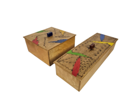 Houten opbergbox - 2e helft 20e eeuw -  meerkleurig
