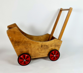 Dutch design - ADO - Houten speelgoed - Ko Verzuu - Kinderwagen - 'De Stijl' -  Gerrit Rietveld geïnspireerd - 70's
