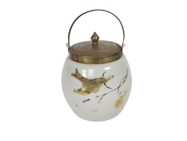 Opaalglas - biscuit - koektrommel - goudverf - koper - 1e kwart 20e eeuw