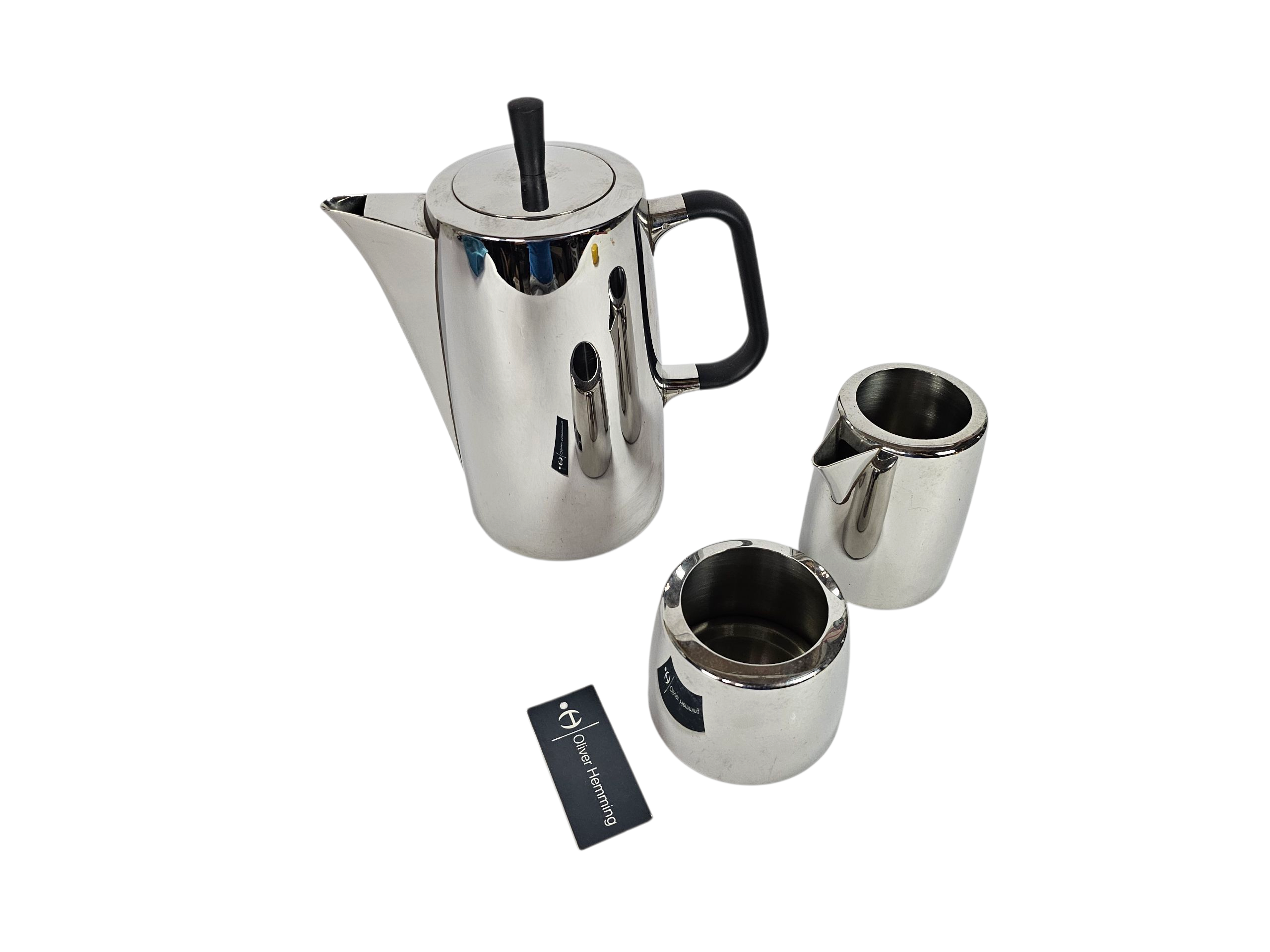 Oliver Hemming design - Sixty six (66) 18/10 stainless - Koffiepot - Melkkannetje - Suikerpotje - Memphis stijl - 1990's