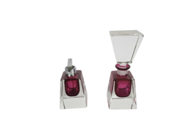 Murano Sommerso - Flavio Poli - roze en helder glas - parfumfles met stop /  verstuiver -  1960's