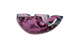 Murano - Sommerso - bullicante - ingesloten luchtbellen - roze - blauw - Italie - 70's