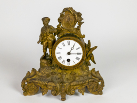 Schoorsteenpendule - Mini pendule - Verguld - Franse pendule -  barok stijl -  opwind  uurwerk - 1880-1890
