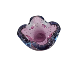 Murano - Sommerso - bullicante - ingesloten luchtbellen - roze - blauw - Italie - 70's