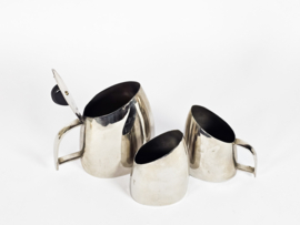 Art deco stijl - Bauhaus - koffie/thee set. (4) - metaal - chroom - zilver - bakeliet - 2e kwart 20e eeuw