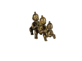 Vintage mooie messing hindoe god baby Krishna standbeeld decoratieve figuur - Lord Little Baby Krishna koperen standbeeld in kruipende posture - voor 2000