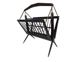 Cesare Lacca - Italian design - Magazine holder - gelakt hout - messing - 50's