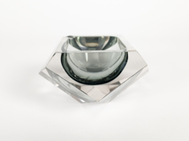 Murano - Flavio Poli - Seguso - Sommerso - Asbak - helder glas - grijs - Italie - 1960's