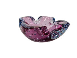Murano - Sommerso - bullicante - ingesloten luchtbellen - roze - blauw - Italie - 70's
