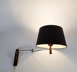 Vintage - ellebooog/knikarm wandlamp - teak - chroom - 1960's