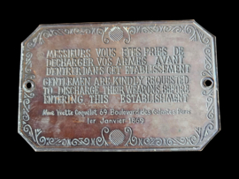 Plaquette - Deurplaatje - Mme Yvette Coquelot - 2e kwart 20e eeuw