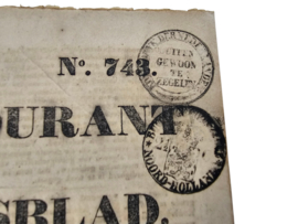 'Nieuwe Amsterdamsche Courant Algemeen Handelsblad' - ingelijst - 1843