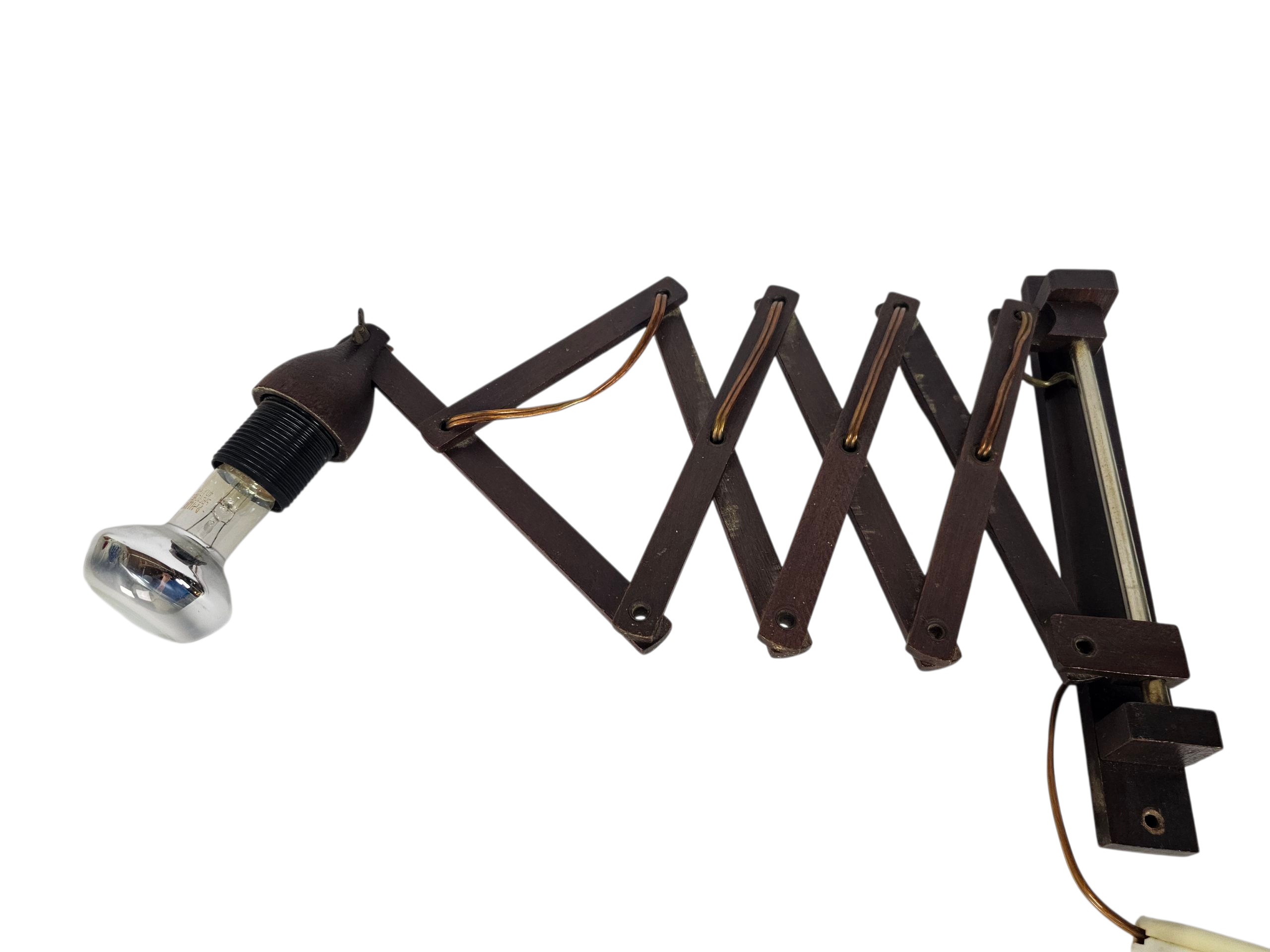 Schaarlamp | Harmonicalamp | wandlamp | vintage | Teak | 70's |