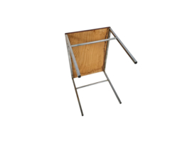 Vintage - teakhout - bijzettafel  chroom - industrieel - Holland - 60's