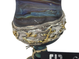 Sherman art works - 925 sterling zilver - glas - gesigneerd - Kiddush cup - Israel
