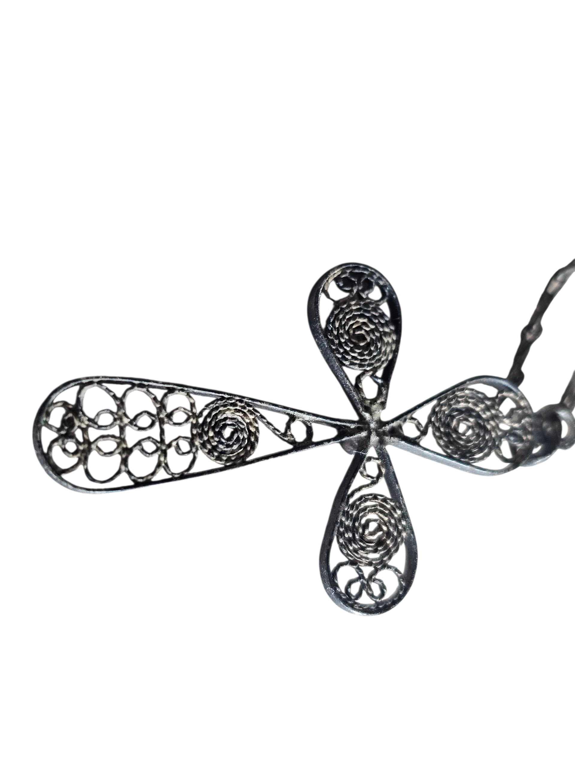 Crucifix - filigraan techniek - zilver - 19e eeuw