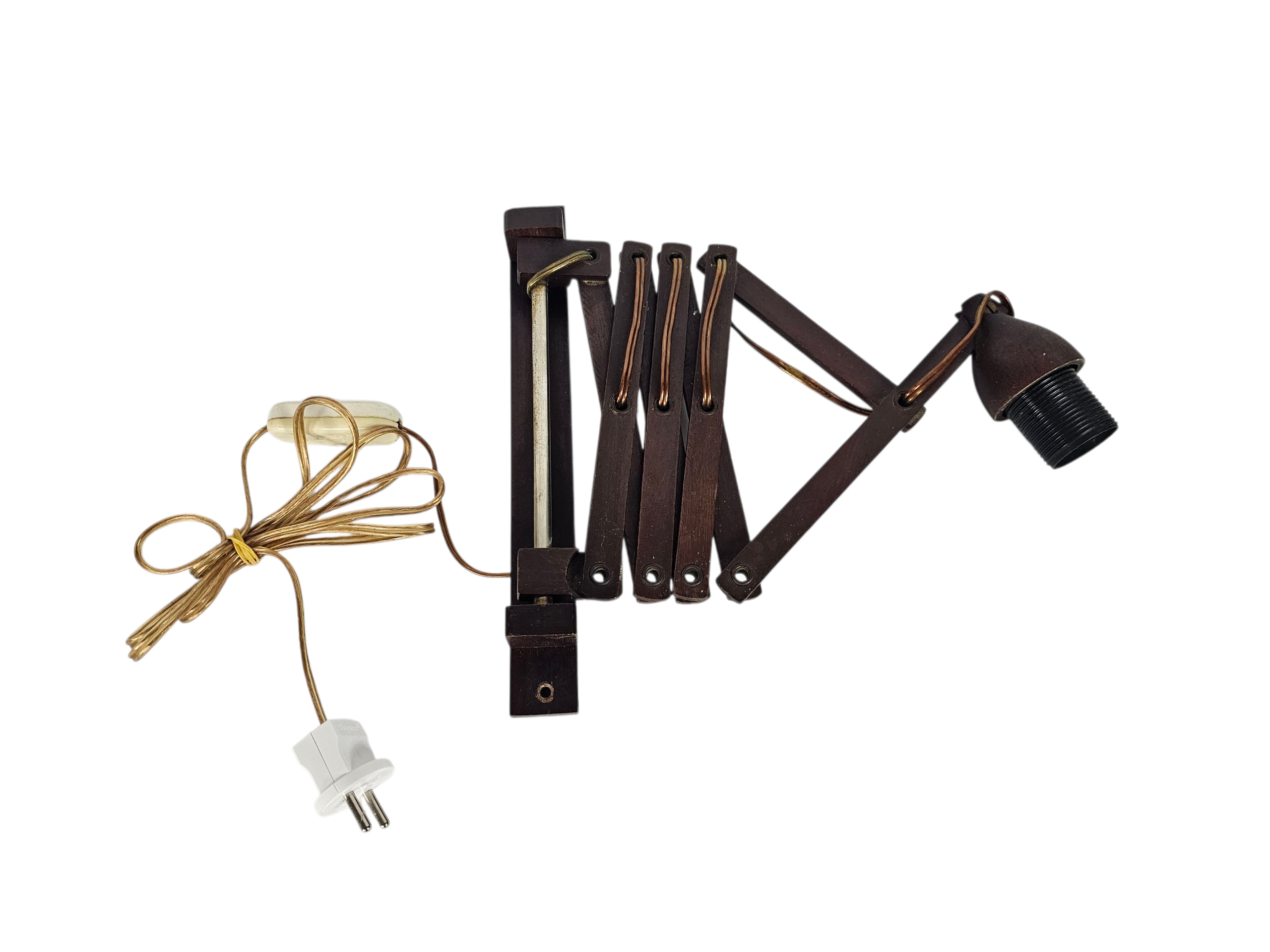 Schaarlamp | Harmonicalamp | wandlamp | vintage | Teak | 70's |