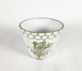 Vintage - keramische bloempot - Italiaans  - hand geschilderd  - bloemen - 60's