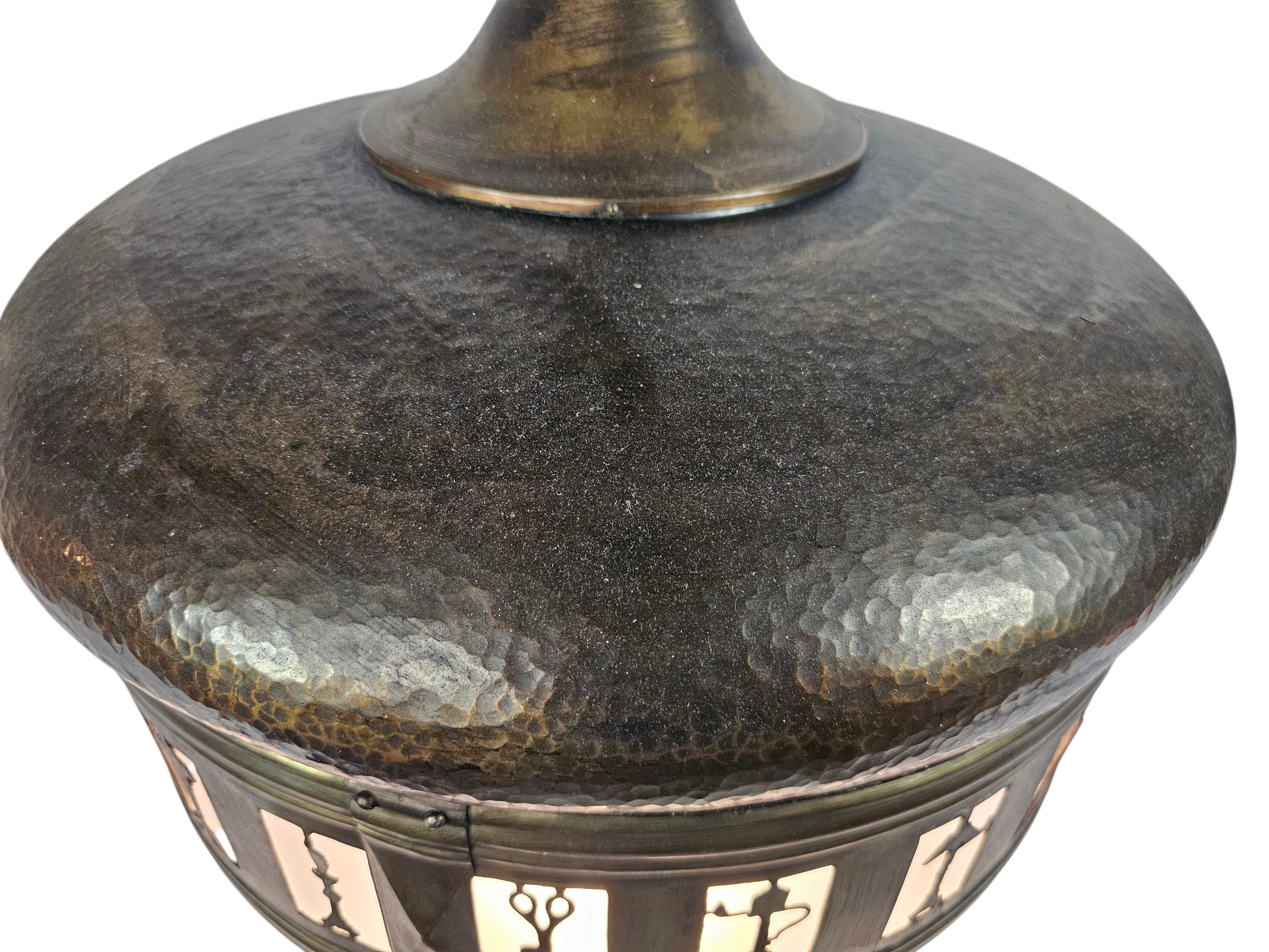 Art Deco - hanglamp - gehamerd beslag - koper - messing - 1930's