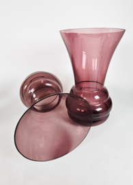 Verreries Doyen - XL  Vazen (set) 2 - helder glas optiek  met ribbeldecor - Belgisch -  Art Deco - jaren 30