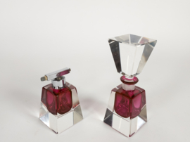 Murano Sommerso - Flavio Poli - roze en helder glas - parfumfles met stop /  verstuiver -  1960's