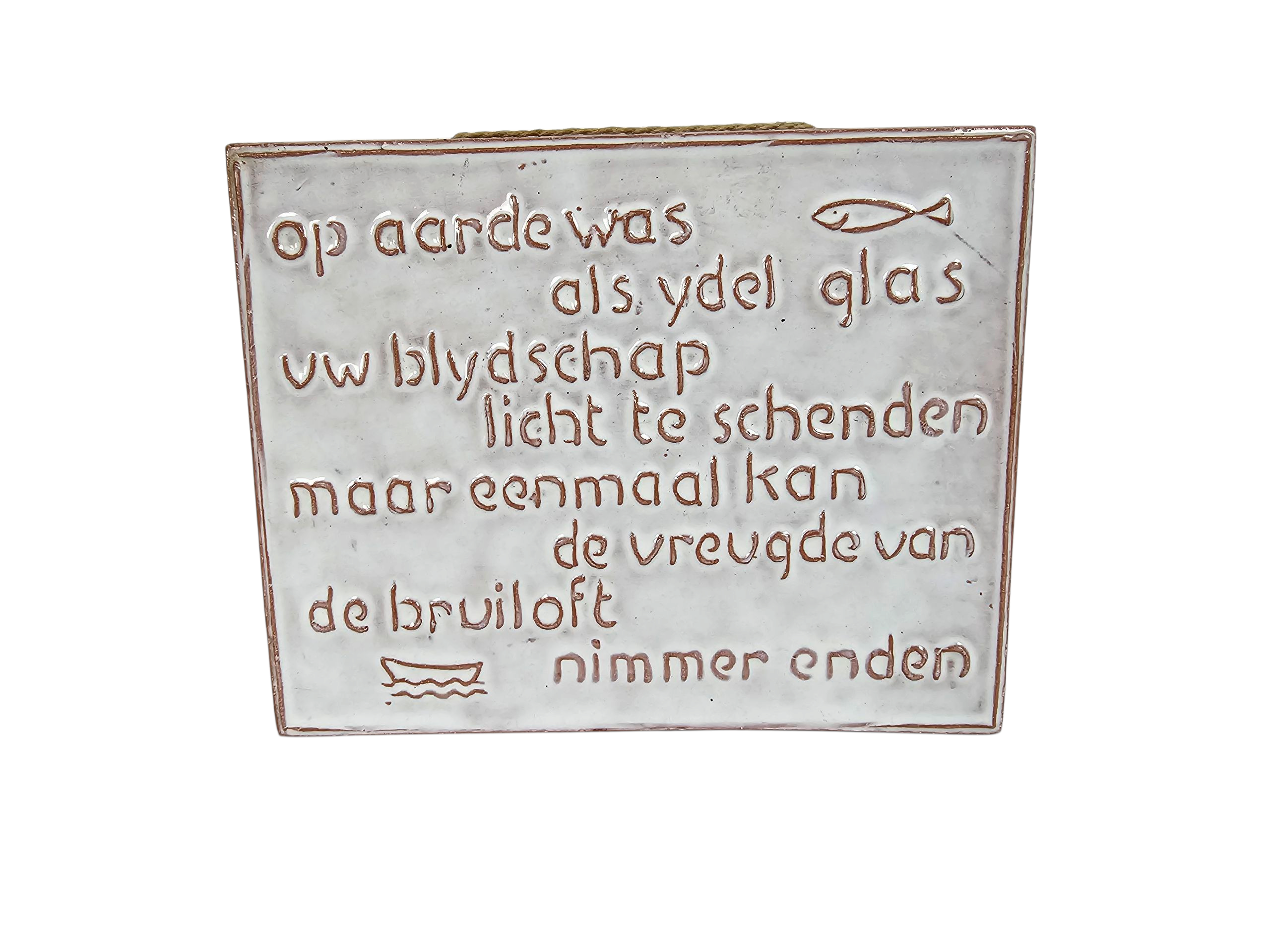 Mobach keramiek - plaquette - wandbordje - spreuk - 1960's