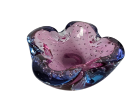 Murano - Sommerso - bullicante - ingesloten luchtbellen - roze - blauw - Italie - 70's