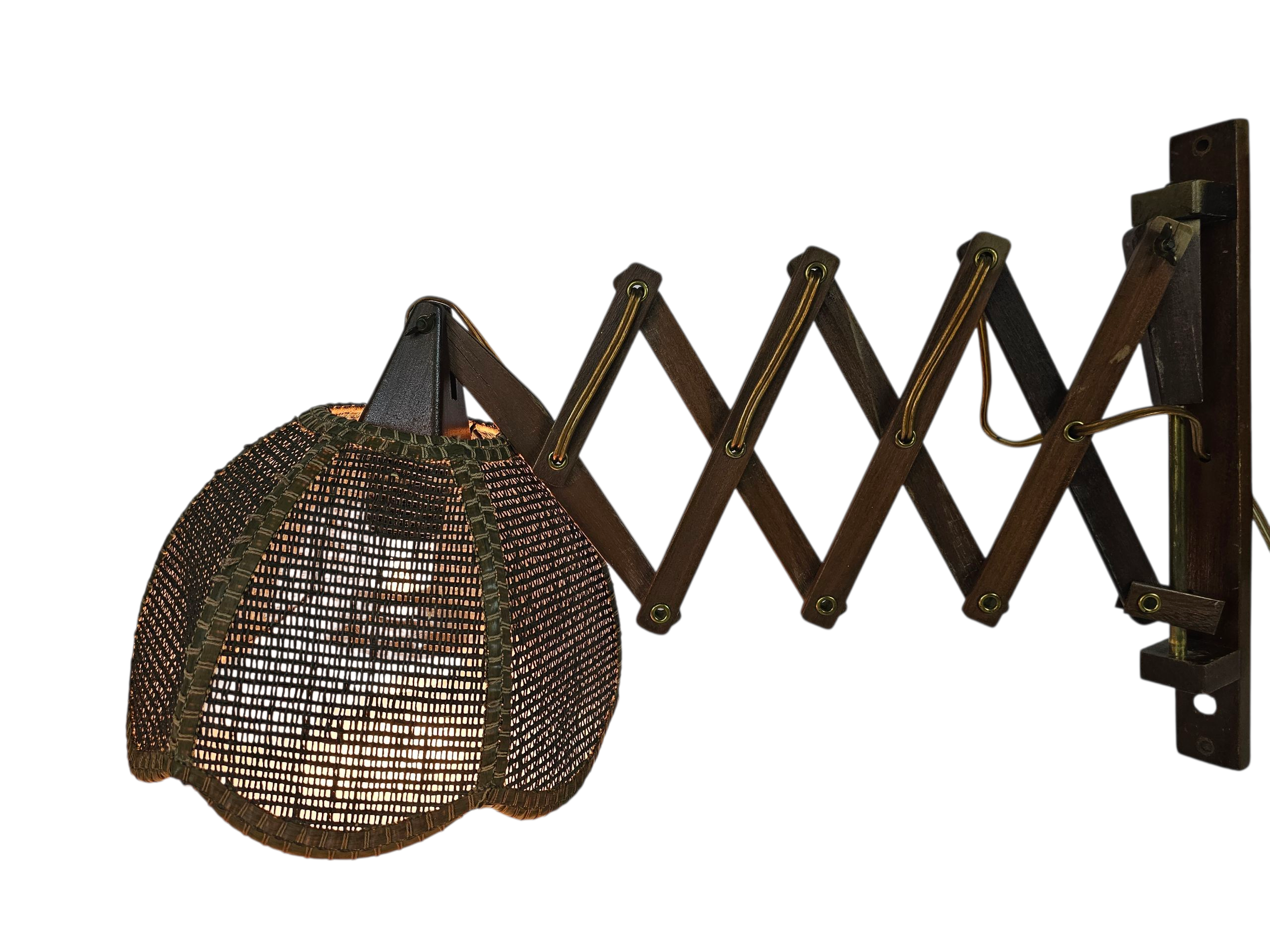 Schaarlamp - Harmonicalamp - teak - wandlamp - 60's