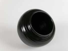 Adco - Zwart geglazuurde aardewerk ribbelvaas -  model 1012 - 1925/1960