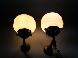 Giso Gispen - wandlamp - set (2) - messing - opaalglas -  2e kwart 20e eeuw