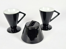 Vintage - Porselein - Memphis Milano stijl -  kopjes (2) en suikerpotje - 80's