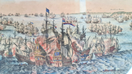 Zeeslag bij Duins - 1639 - naar Salomon Savery - naar Abraham de Verwer- (1651 - 1674) - hand ingekleurd - 1639